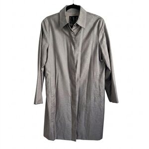 INC International Concepts Elegant Silver Sheen Gray Beltless Trench Coat